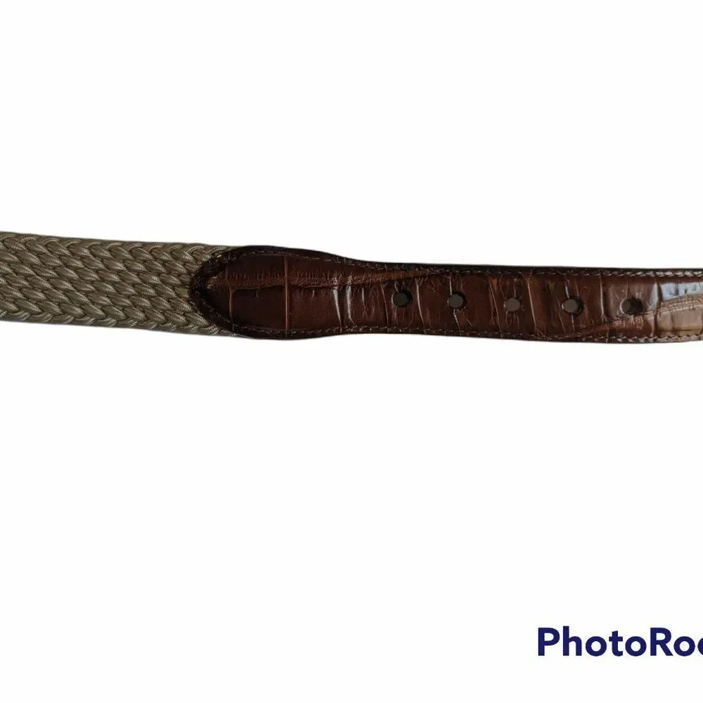 Unisex Brown & Beige Neutral Basketweave Stretch Belt